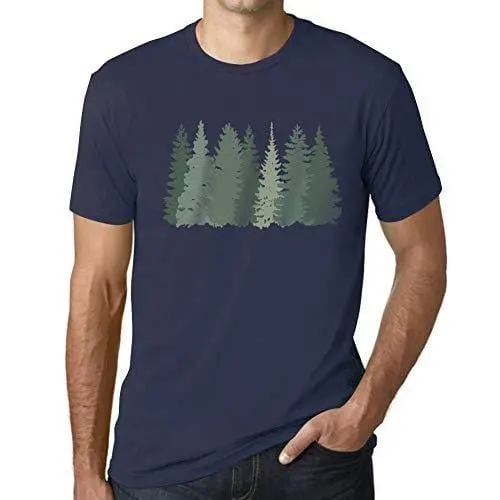 Ultrabasic - Homme T-Shirt Graphique Arbres Forestiers French Marine 1