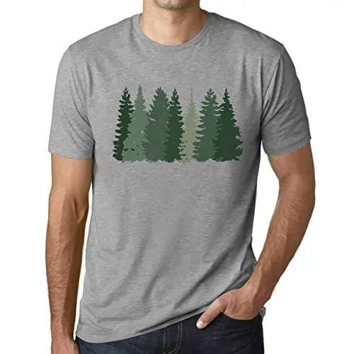 Ultrabasic - Homme T-Shirt Graphique Arbres Forestiers Gris Chiné 1