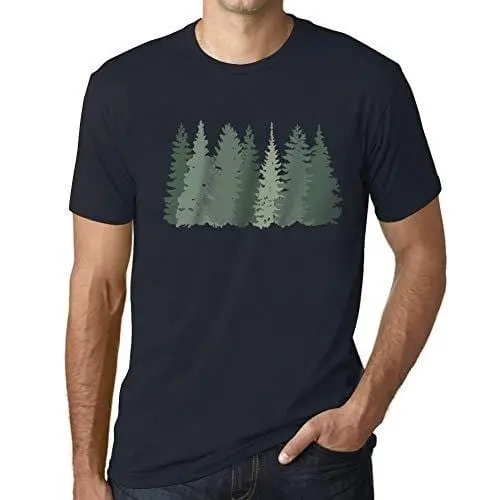 Ultrabasic - Homme T-Shirt Graphique Arbres Forestiers Marine 1
