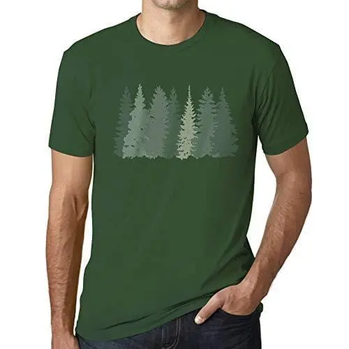 Ultrabasic - Homme T-Shirt Graphique Arbres Forestiers Vert Bouteille 1