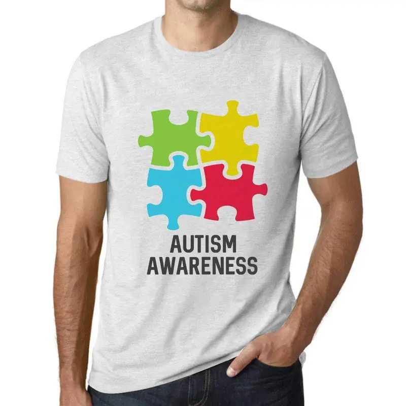 Ultrabasic Homme T-Shirt Graphique Autism Awareness Blanc Chiné 1
