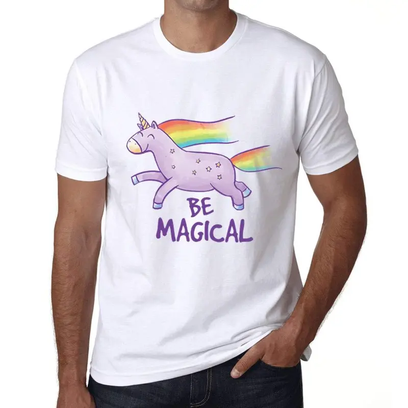 Ultrabasic Homme T-Shirt Graphique Be Magical Unicorn Blanc 1