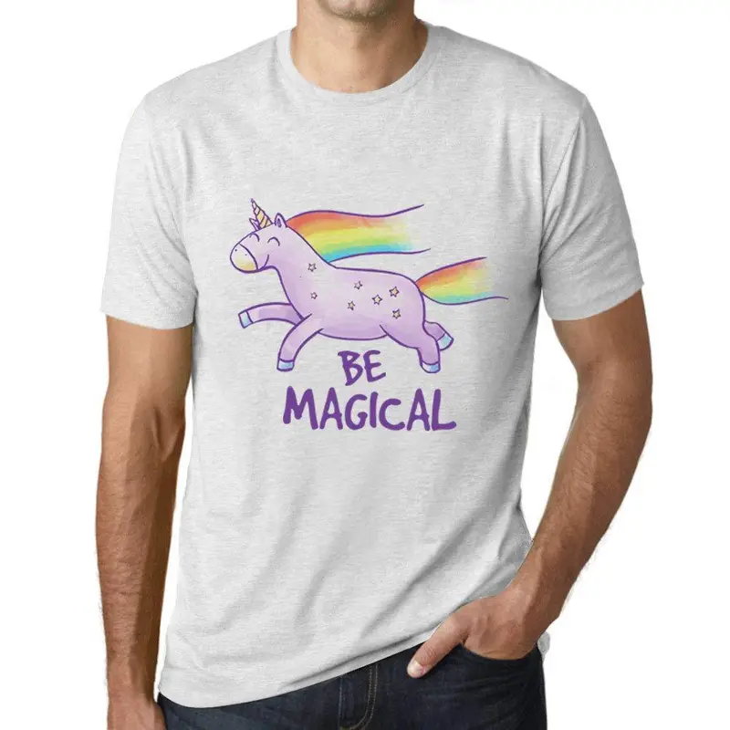 Ultrabasic Homme T-Shirt Graphique Be Magical Unicorn Blanc Chiné 1