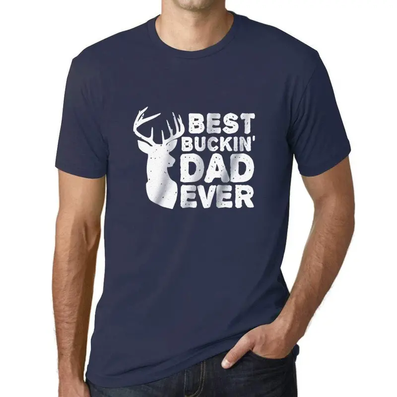 Ultrabasic - Homme T-Shirt Graphique Best Buckin' Dad Ever French Marine 1