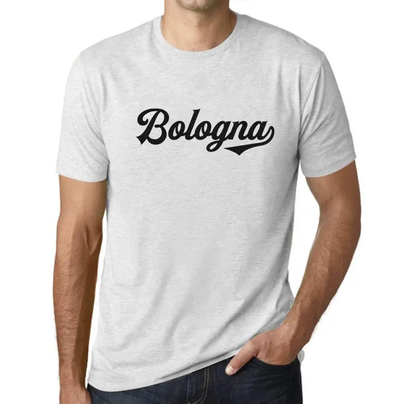 Ultrabasic - Homme T-Shirt Graphique Bologna T-Shirt Lettres Imprimées Blanc Chiné 1