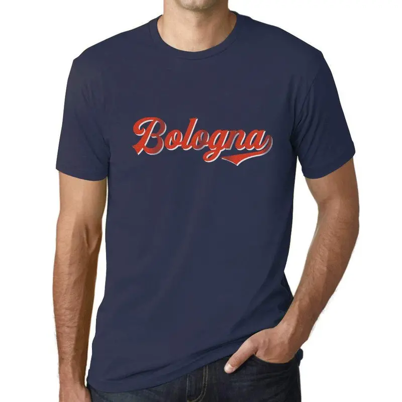 Ultrabasic - Homme T-Shirt Graphique Bologna T-Shirt Lettres Imprimées French Marine 1