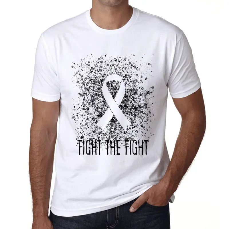 Ultrabasic Homme T-Shirt Graphique Cancer Fight The Fight Blanc 1