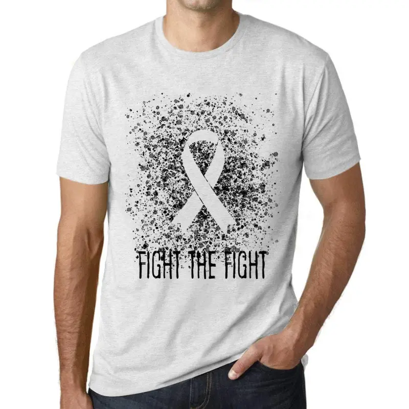 Ultrabasic Homme T-Shirt Graphique Cancer Fight The Fight Blanc Chiné 1