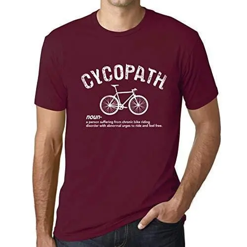 Ultrabasic - Homme T-Shirt Graphique Cycopath Imprimé Lettres Noël Cadeau Bordeaux 1