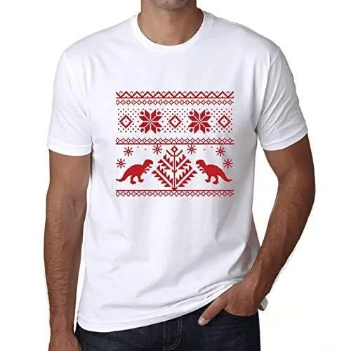 Ultrabasic - Homme T-Shirt Graphique Dinosaure Drôle Imprimé Lettres Noël Cadeau Blanc 1
