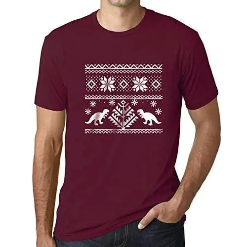 Ultrabasic - Homme T-Shirt Graphique Dinosaure Drôle Imprimé Lettres Noël Cadeau Bordeaux 1