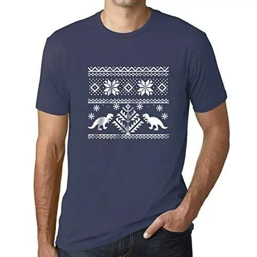 Ultrabasic - Homme T-Shirt Graphique Dinosaure Drôle Imprimé Lettres Noël Cadeau Denim 1