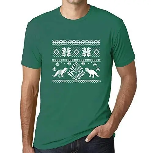 Ultrabasic - Homme T-Shirt Graphique Dinosaure Drôle Imprimé Lettres Noël Cadeau Emeraude 1