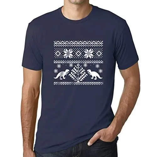 Ultrabasic - Homme T-Shirt Graphique Dinosaure Drôle Imprimé Lettres Noël Cadeau French Marine 1
