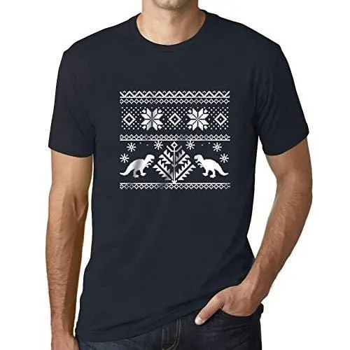 Ultrabasic - Homme T-Shirt Graphique Dinosaure Drôle Imprimé Lettres Noël Cadeau Marine 1