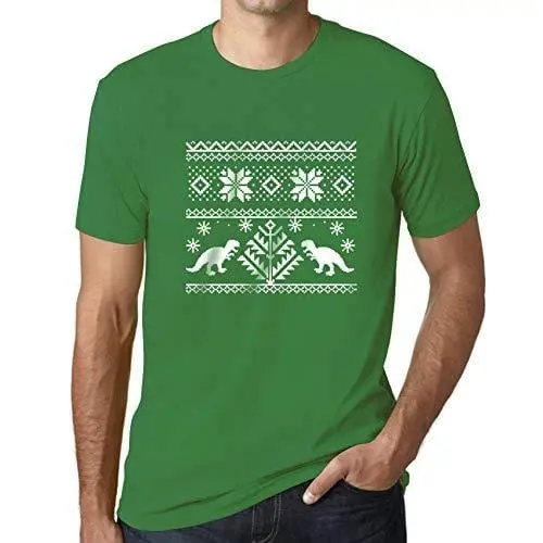 Ultrabasic - Homme T-Shirt Graphique Dinosaure Drôle Imprimé Lettres Noël Cadeau Vert Prairie 1