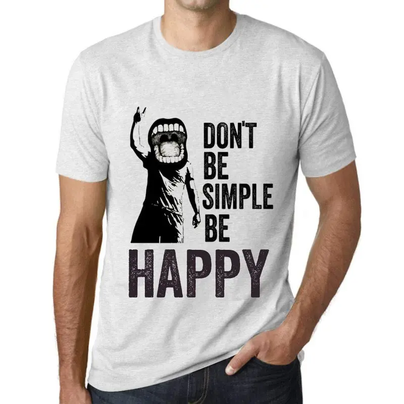Ultrabasic Homme T-Shirt Graphique Don't Be Simple Be Happy Blanc Chiné 1