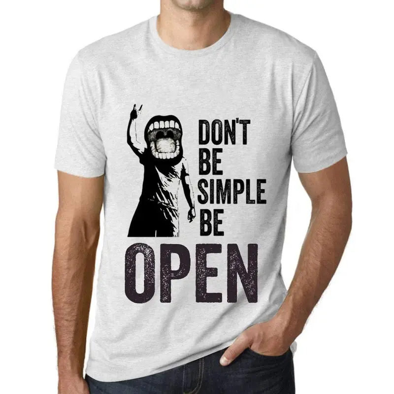 Ultrabasic Homme T-Shirt Graphique Don't Be Simple Be Open Blanc Chiné 1
