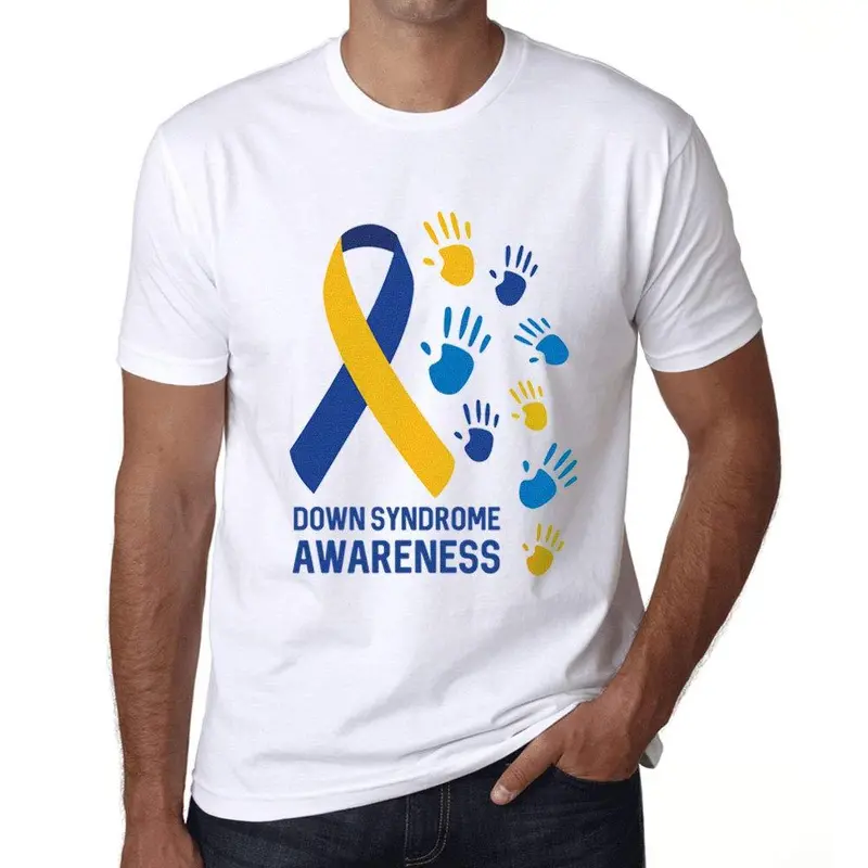Ultrabasic Homme T-Shirt Graphique Down Syndrome Awareness Blanc 1