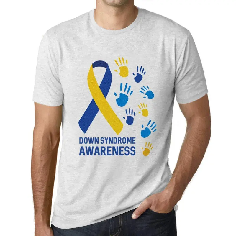 Ultrabasic Homme T-Shirt Graphique Down Syndrome Awareness Blanc Chiné 1