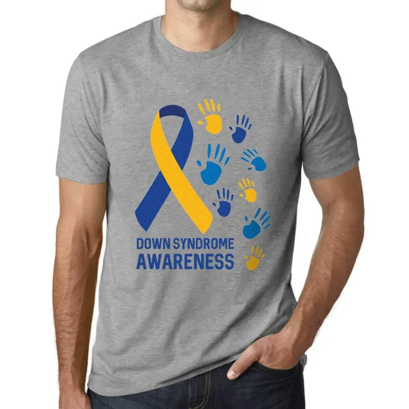 Ultrabasic Homme T-Shirt Graphique Down Syndrome Awareness Gris Chiné 1