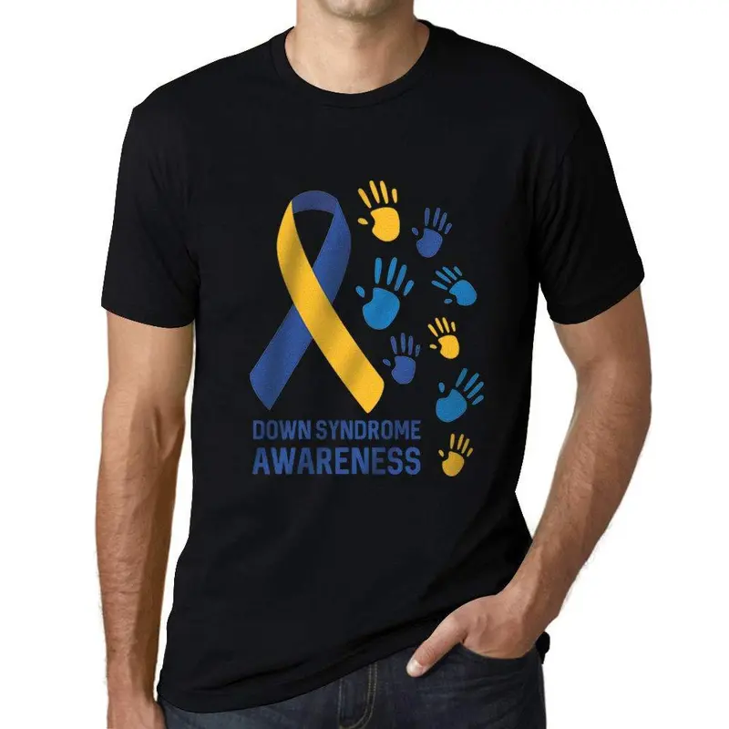 Ultrabasic Homme T-Shirt Graphique Down Syndrome Awareness Noir Profond 1
