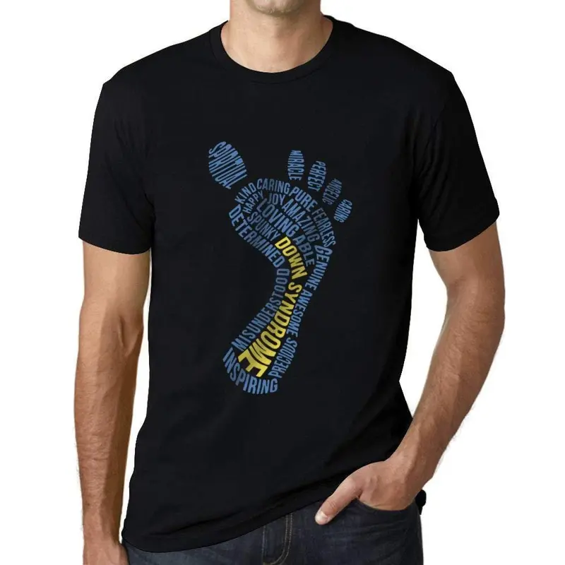 Ultrabasic Homme T-Shirt Graphique Down Syndrome Footprint Noir Profond 1