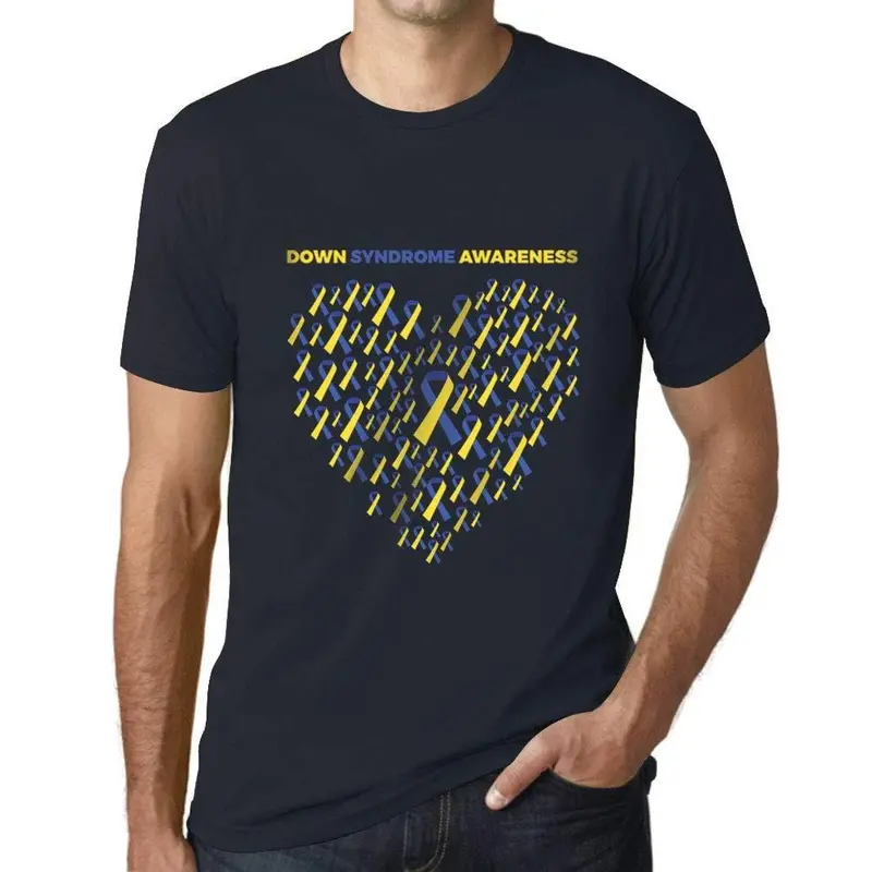 Ultrabasic Homme T-Shirt Graphique Down Syndrome Heart Marine 1