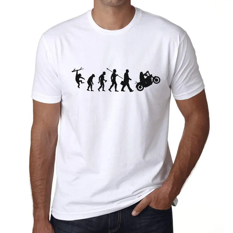 Ultrabasic - Homme T-Shirt Graphique Evolution Moto Blanc 1