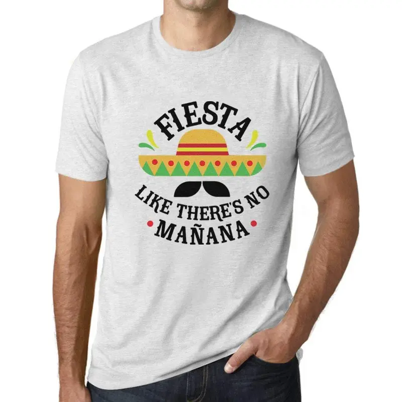 Ultrabasic - Homme T-Shirt Graphique Fiesta Like There's No Mañana Blanc Chiné 1