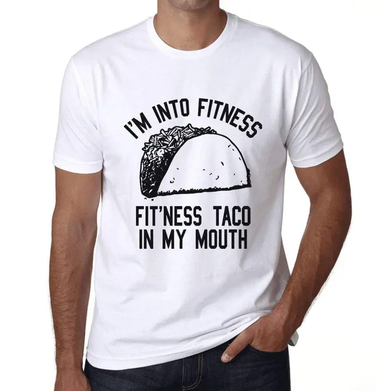Ultrabasic Homme T-Shirt Graphique Fitness Taco Blanc 1