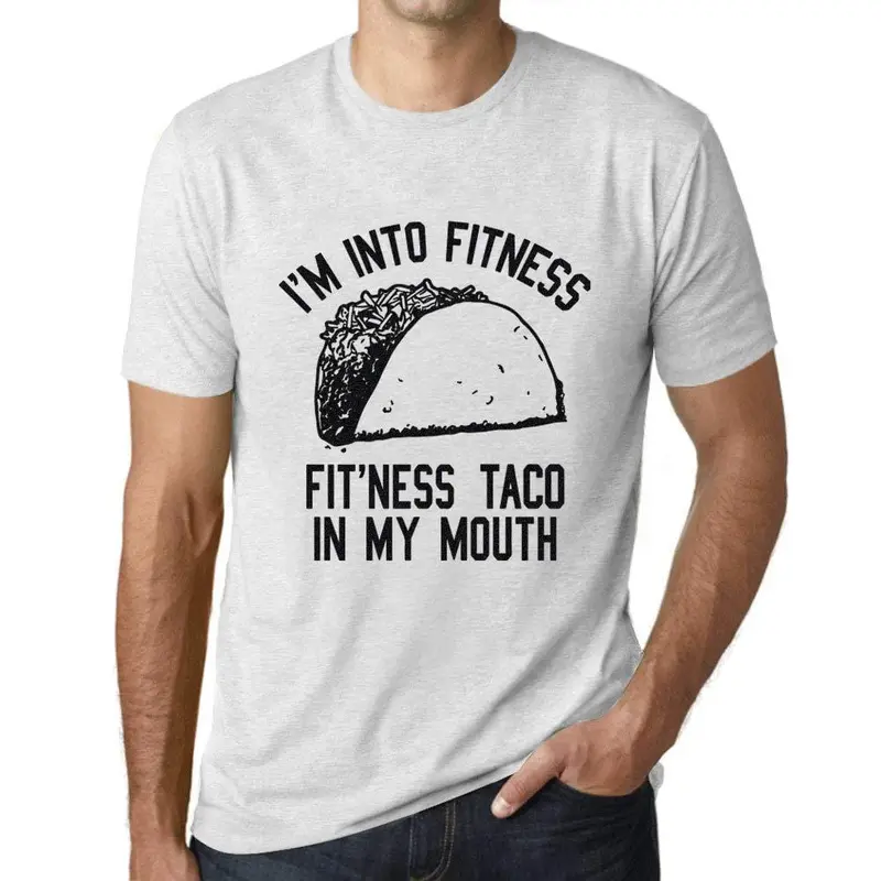 Ultrabasic Homme T-Shirt Graphique Fitness Taco Blanc Chiné 1