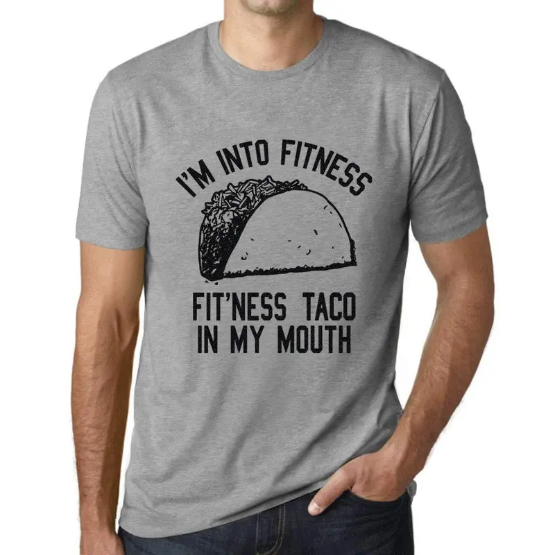 Ultrabasic Homme T-Shirt Graphique Fitness Taco Gris Chiné 1