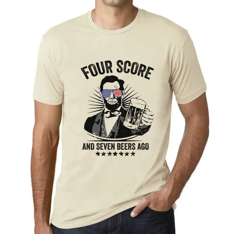 Ultrabasic - Homme T-Shirt Graphique Four Score And Seven Beers Ago 4Th July Naturel 1