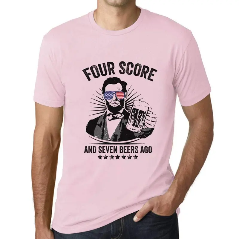 Ultrabasic - Homme T-Shirt Graphique Four Score And Seven Beers Ago 4Th July Rose Moyen 1