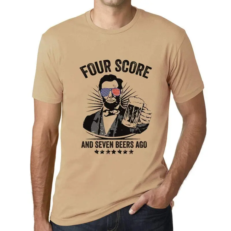 Ultrabasic - Homme T-Shirt Graphique Four Score And Seven Beers Ago 4Th July Sable 1