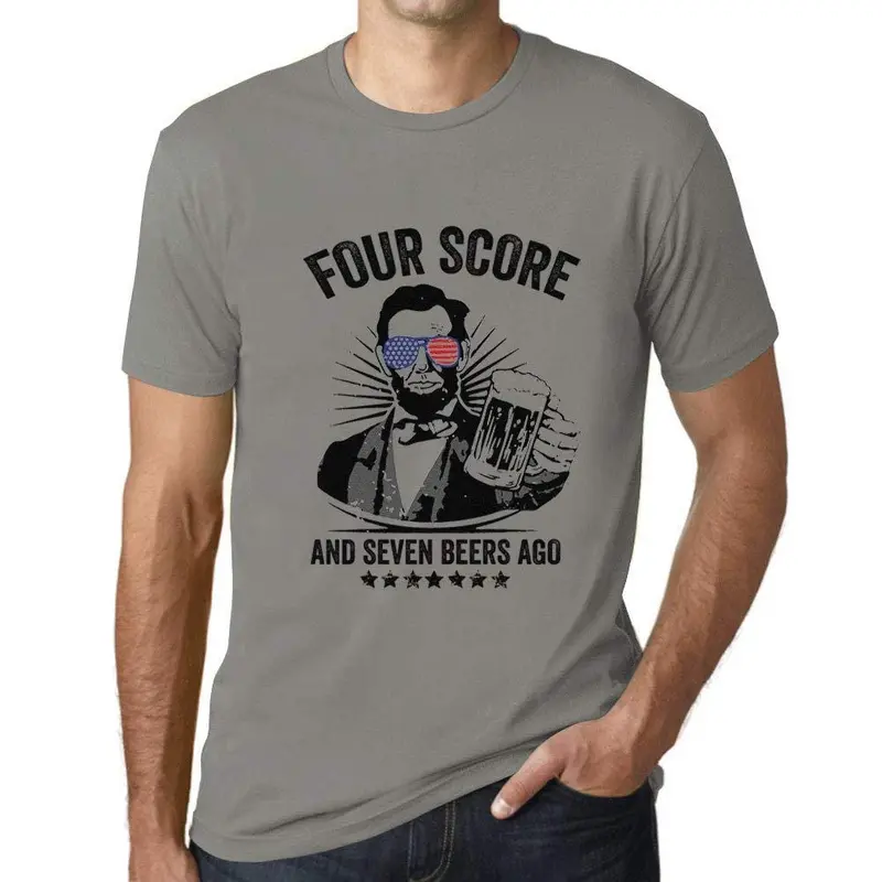 Ultrabasic - Homme T-Shirt Graphique Four Score And Seven Beers Ago 4Th July Zinc 1