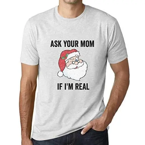 Ultrabasic - Homme T-Shirt Graphique Funny Santa Christmas T-Shirt Xmas Gift Ideas Blanc Chiné 1