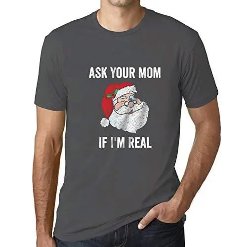 Ultrabasic - Homme T-Shirt Graphique Funny Santa Christmas T-Shirt Xmas Gift Ideas Gris Souris 1