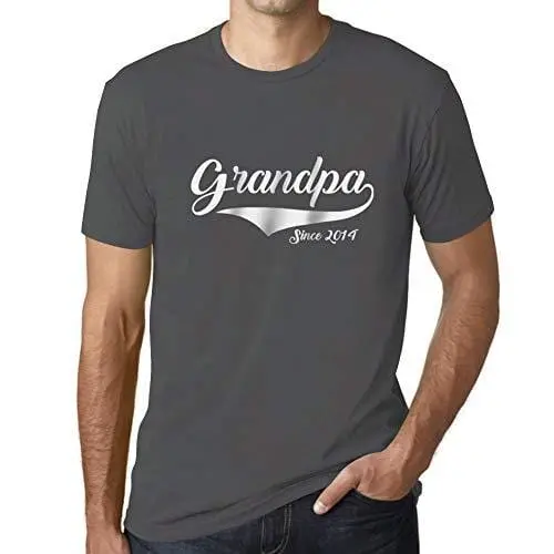 Ultrabasic - Homme T-Shirt Graphique Grandpa Since 2014 T-Shirt Funny Gris Souris 1