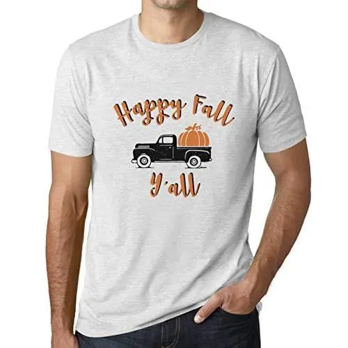 Ultrabasic - Homme T-Shirt Graphique Happy Fall Y'all Pumpkin Truck Blanc Chiné 1