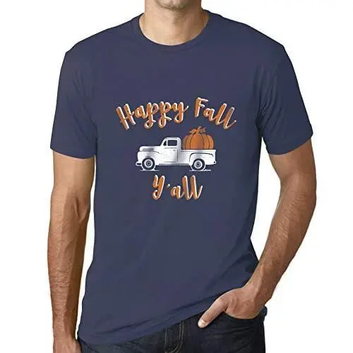 Ultrabasic - Homme T-Shirt Graphique Happy Fall Y'all Pumpkin Truck Denim 1
