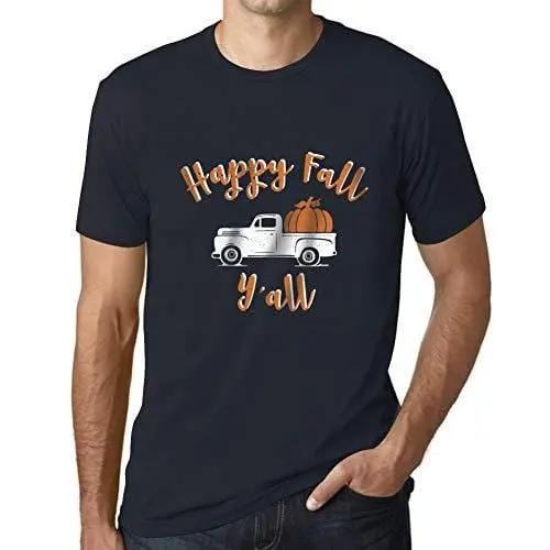 Ultrabasic - Homme T-Shirt Graphique Happy Fall Y'all Pumpkin Truck Marine 1