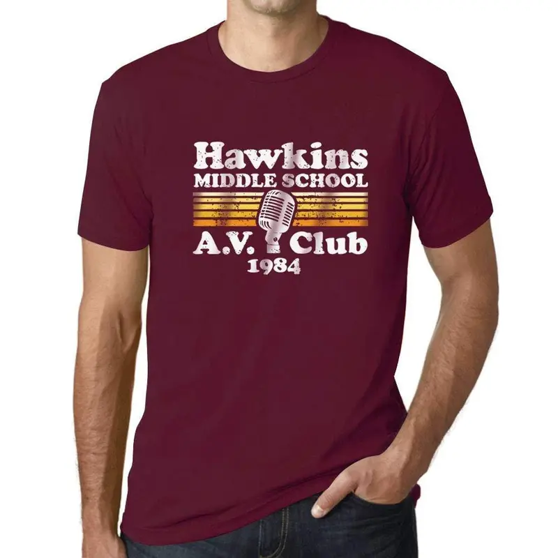 Ultrabasic - Homme T-Shirt Graphique Hawkins Middle School A.V. Club Bordeaux 1