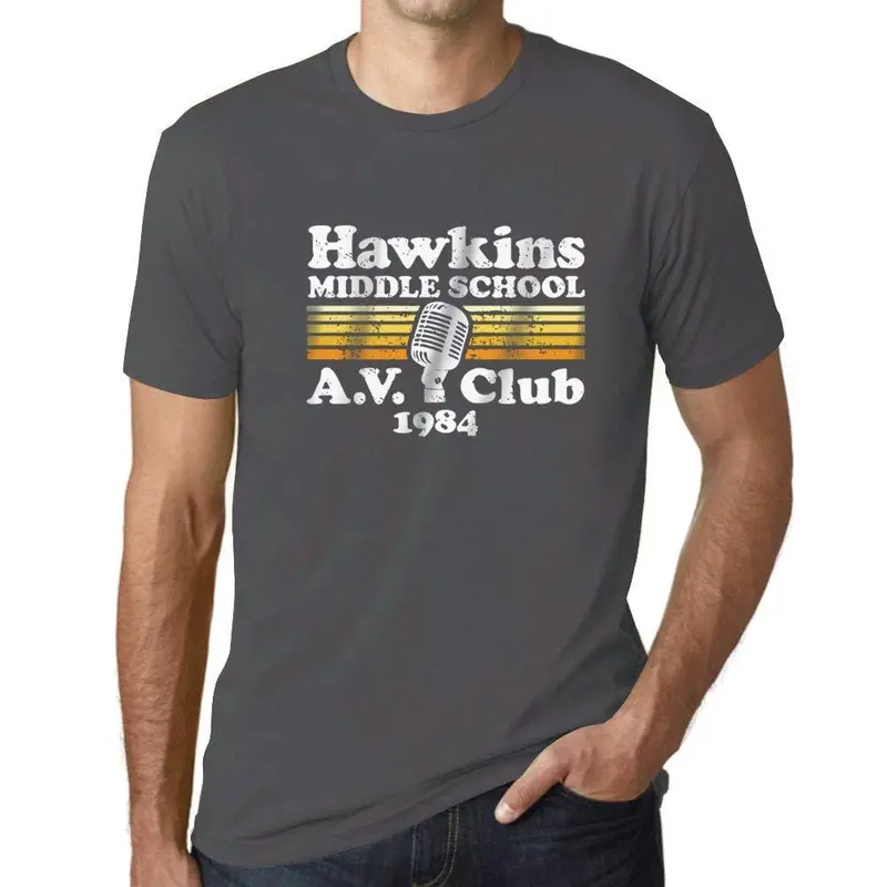 Ultrabasic - Homme T-Shirt Graphique Hawkins Middle School A.V. Club Gris Souris 1