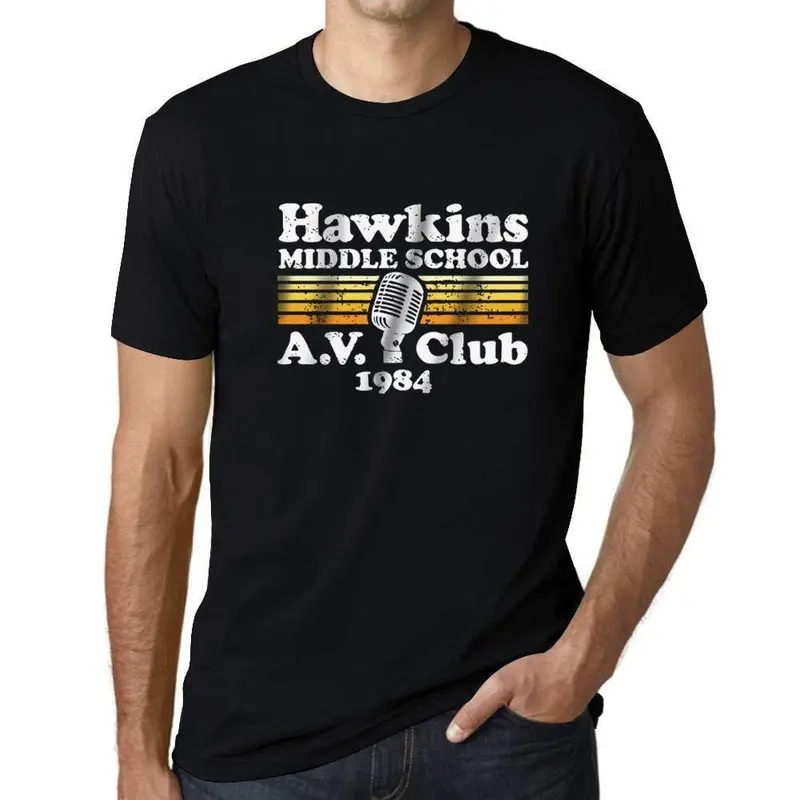 Ultrabasic - Homme T-Shirt Graphique Hawkins Middle School A.V. Club Noir Profond 1