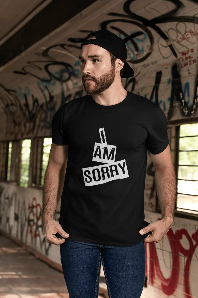 Ultrabasic - Homme T-Shirt Graphique I Am Sorry T-Shirt Cadeau Lettre D'impression Noir Profond 1
