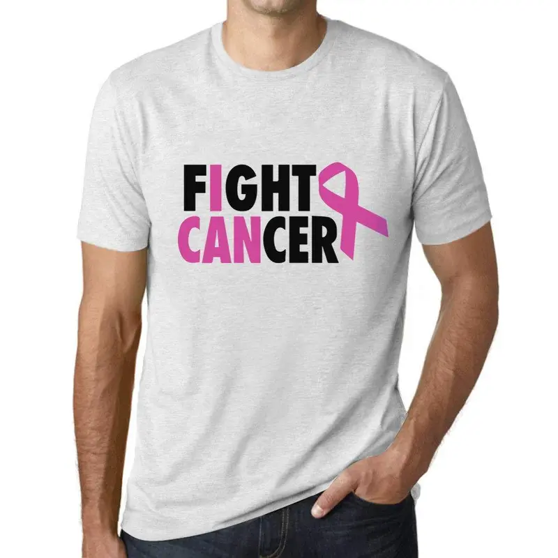 Ultrabasic Homme T-Shirt Graphique I Can Fight Cancer Blanc Chiné 1