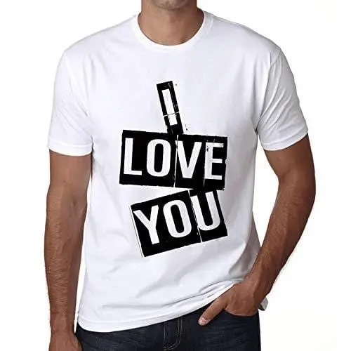 Ultrabasic - Homme T-Shirt Graphique I Love You T-Shirt Cadeau Lettre D'impression Blanc 1