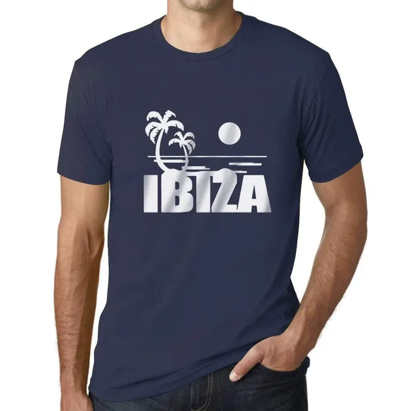 Ultrabasic - Homme T-Shirt Graphique Ibiza Printed Lettering Holidays French Marine 1